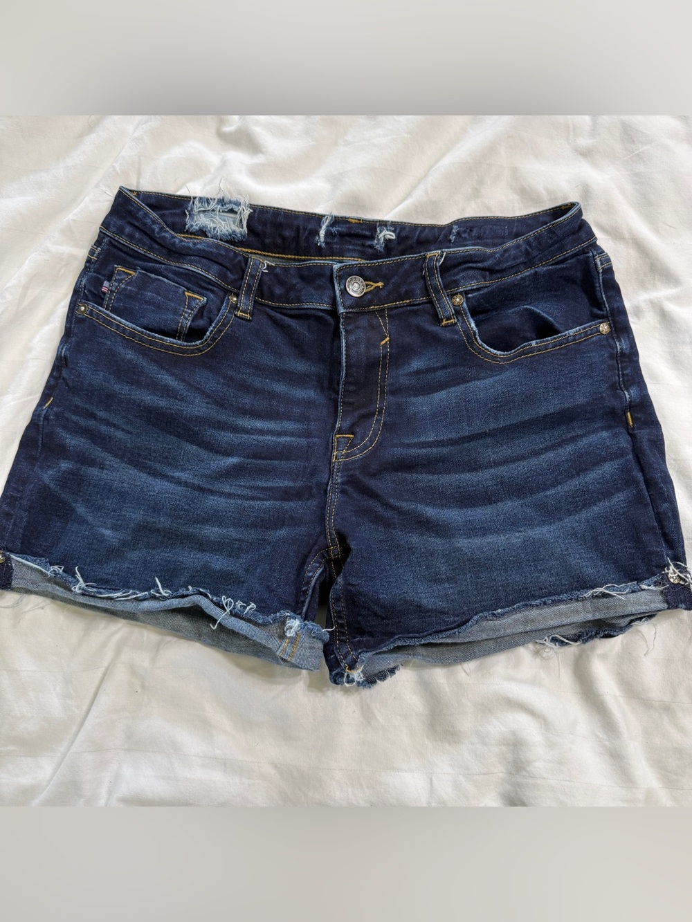 Vigoss Dark Blue Distressed Denim Cutoff Shorts